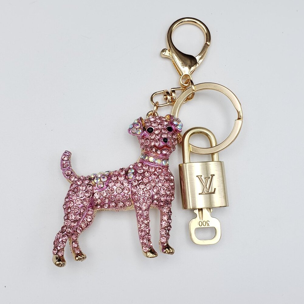 LV Gold Padlock 🔑 Authentic Louis Vuitton Charm + Unbranded Dog Keychain - Picture 6 of 10